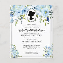 Chá de panela da Era da Regência Floral Azul Dusty