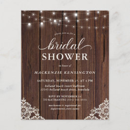 Chá de panela das Luzes Láreas de Madeira Orçament