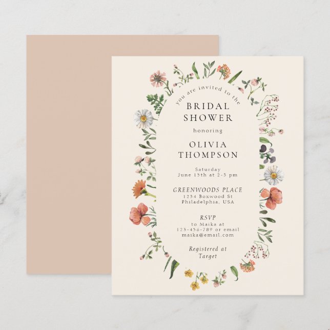 Chá de panela de Aranha de Flor Selvagem de Boho S (Frente/Verso)