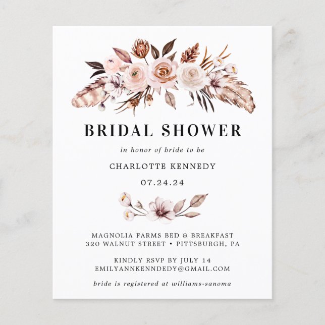 Chá de panela de Boho de Tons Russos do Orçamento (Frente)