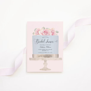 chá de panela de bolo floral elegante