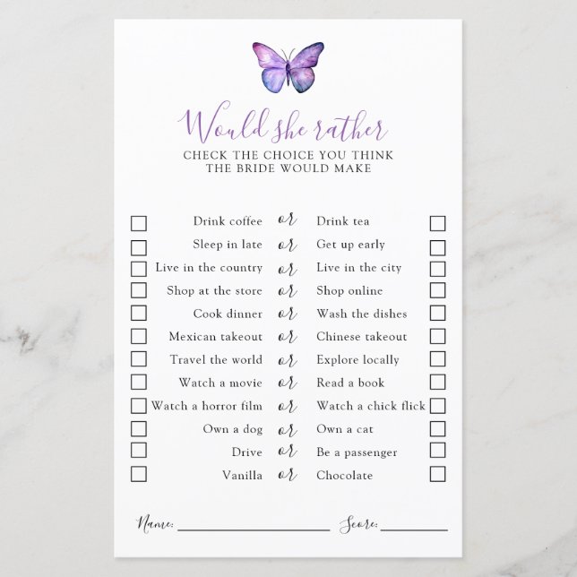 Chá de panela de borboleta Ela poderia jogar prefe (Frente)