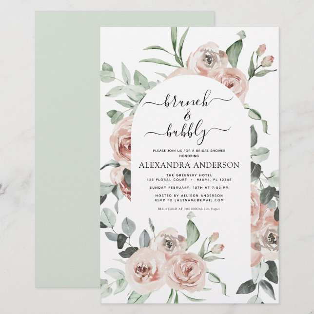 Chá de panela de Brunch e Bolha Rosa com Dobra de  (Frente/Verso)