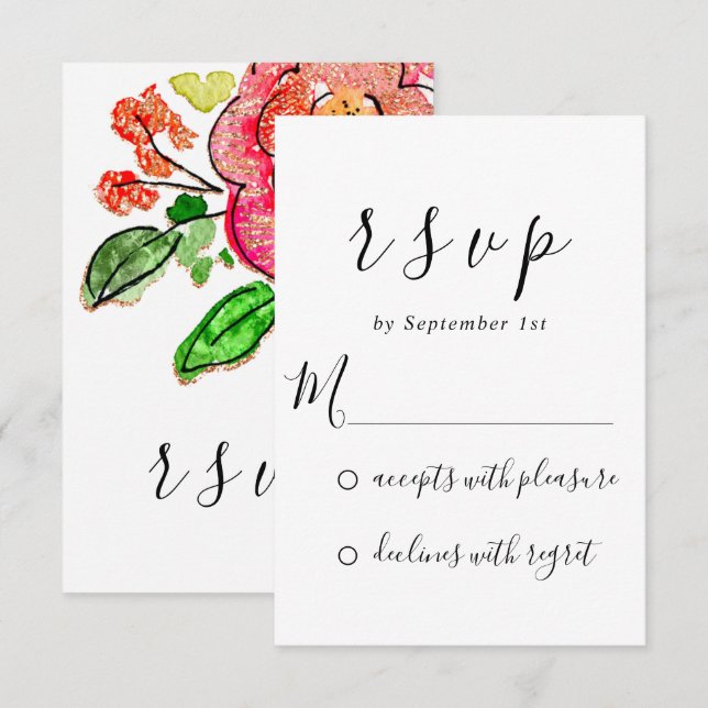 Chá de panela de Casamento RSVP Sweet16th Floral (Frente/Verso)