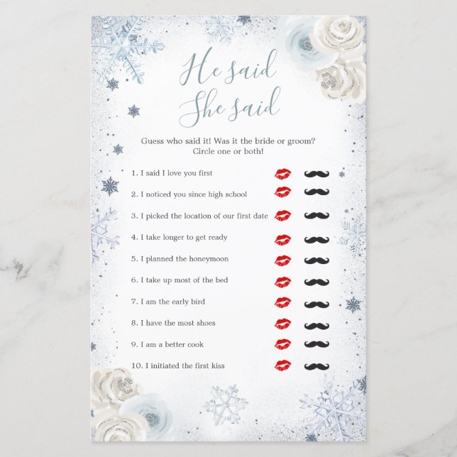 Chá de panela De Floco De Neve De Inverno Ele Diss (Frente)