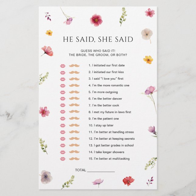 Chá de panela De Flor Selvagem Ele Disse Que Ela D (Frente)