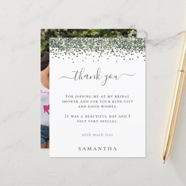 Chá de panela de Fotografia Glitter Verde de Orçam (Frente/Verso In Situ)