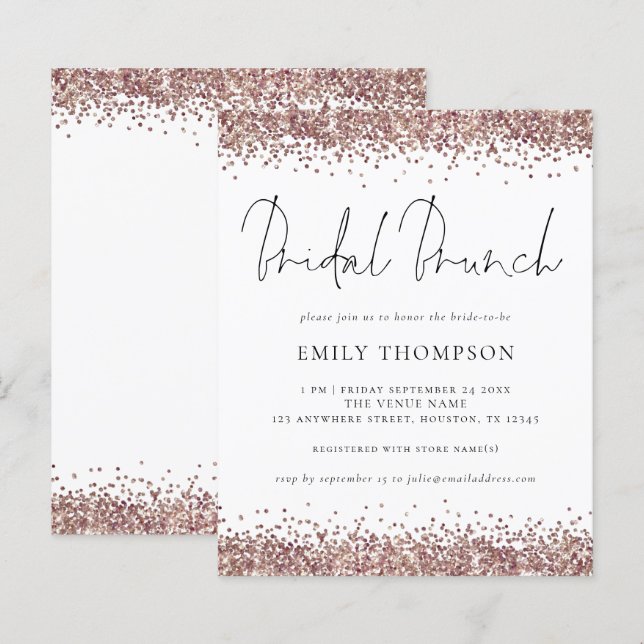 Chá de panela de Glitter Dourado Rosa de Orçamento (Frente/Verso)