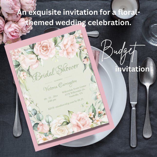 Chá de panela de Orçamento Floral Elegante Rosa (Criador carregado)