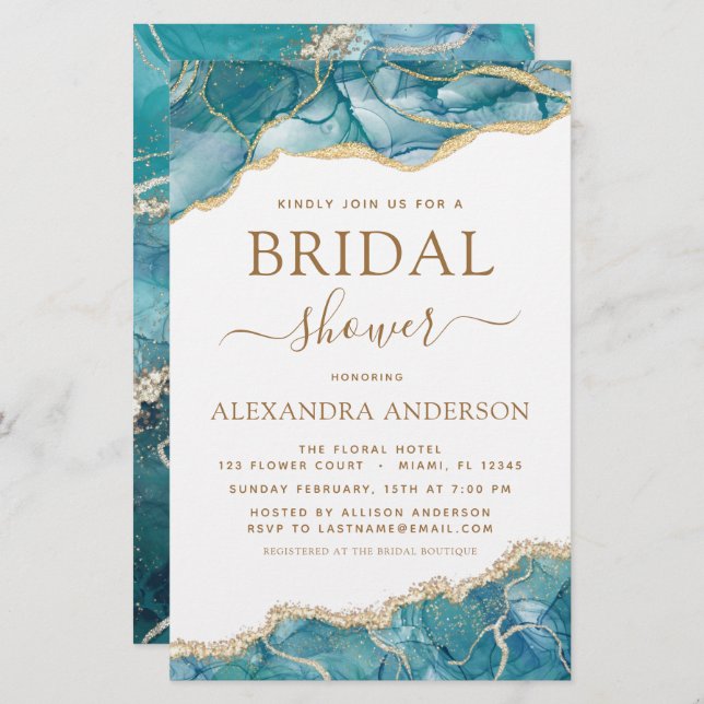 Chá de panela de Turquesa de Agato de Orçamento Do (Frente/Verso)