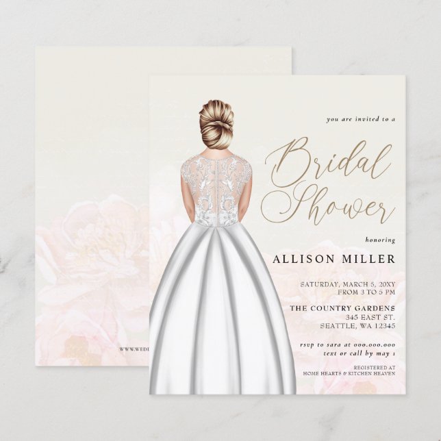 Chá de panela de Vestido de Casamento Orçamental (Frente/Verso)