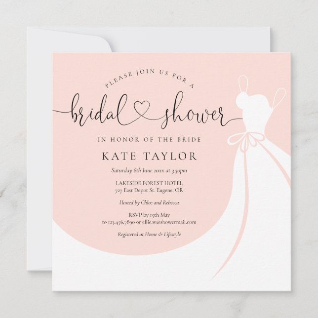 Chá de panela De Vestido Elegante Rosa Esbranquiça (Frente)