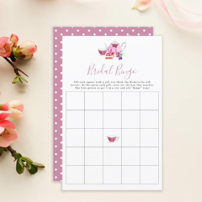 Chá de panela do Bridal Bingo Tea Dusty Rosa (Criador carregado)