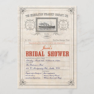 Chá de panela do convite do bilhete do cruzeiro d