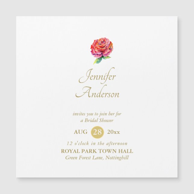 Chá de panela Dourada de Aquarela de Rosa vermelha (Frente)