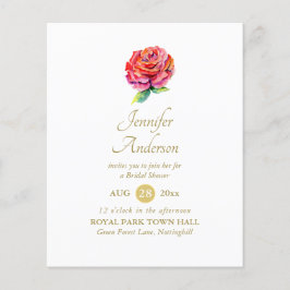 Chá de panela Dourada de Aquarela de Rosa vermelha