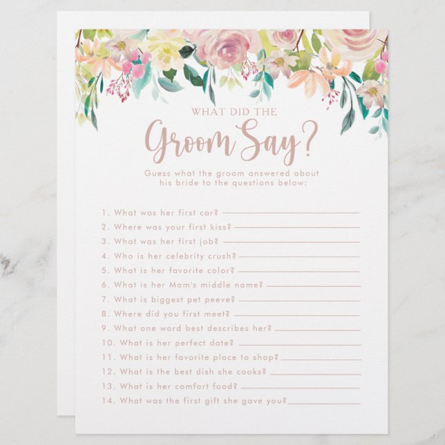 Chá de panela Dourado rosa O que o noivo disse (Frente/Verso)