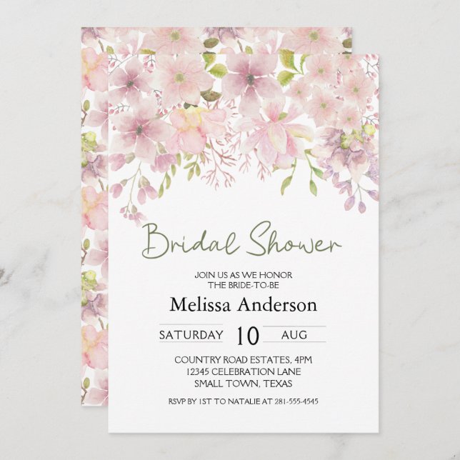 Chá de panela Elegente Floral Magnolia Blush Rosa (Frente/Verso)