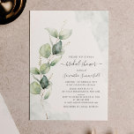 Chá de panela Eucalyptus Elegante e Simples<br><div class="desc">Chá de panela de aquarela Eucalyptus Script Floral Invitation com um moderno design botânico minimalista em fundo branco com tipografia popular, você pode facilmente editar DICA: Veja abaixo outros itens de eventos de preparação de casamento e pré-casamento, incluindo convites de chá de panela, cartas de agradecimento, etiquetas de champanhe, etc....</div>