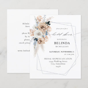 Chá de panela Floral Beige Boho Azul e Beige