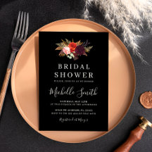 Chá de panela Floral Black Boho Convite