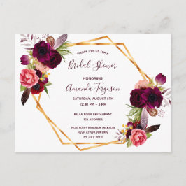 Chá de panela floral convite burgundy
