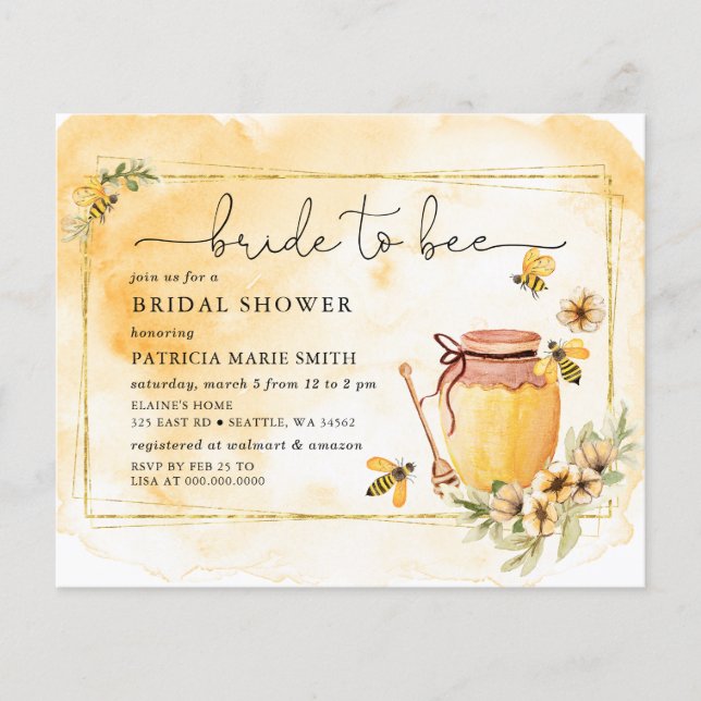 Chá de panela Floral De Bebê Honeybee (Frente)