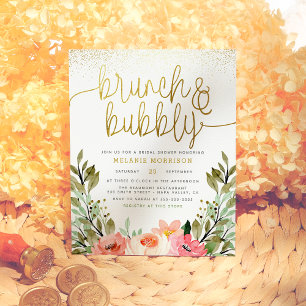 Chá de panela Floral Dourado de Orçamento Brunch e