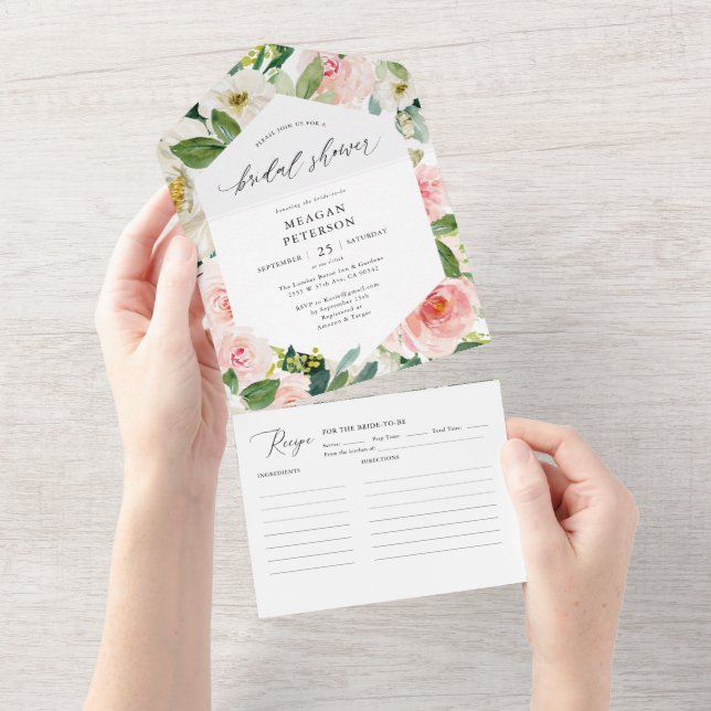 Chá de panela Floral Elegante Blush (Aba destacável)