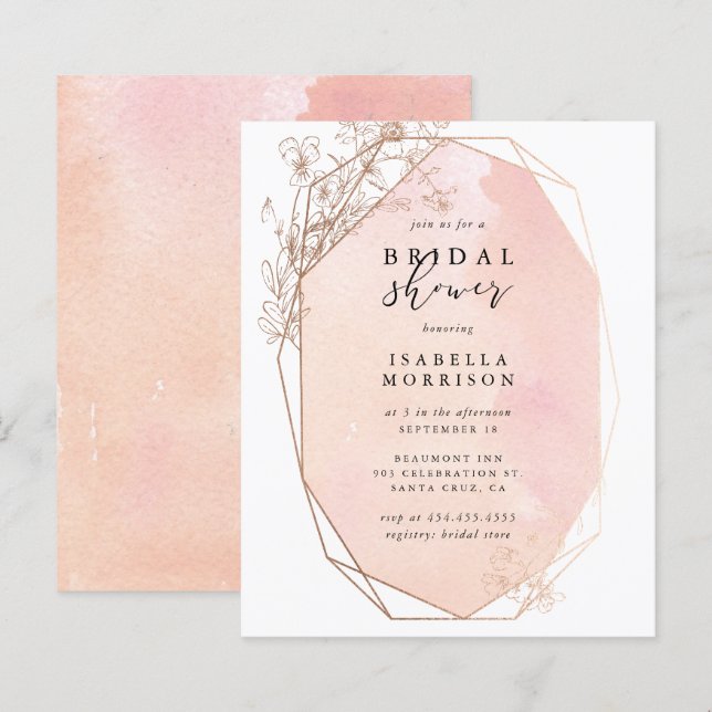 Chá de panela Geométrico Dourado Rosa (Frente/Verso)