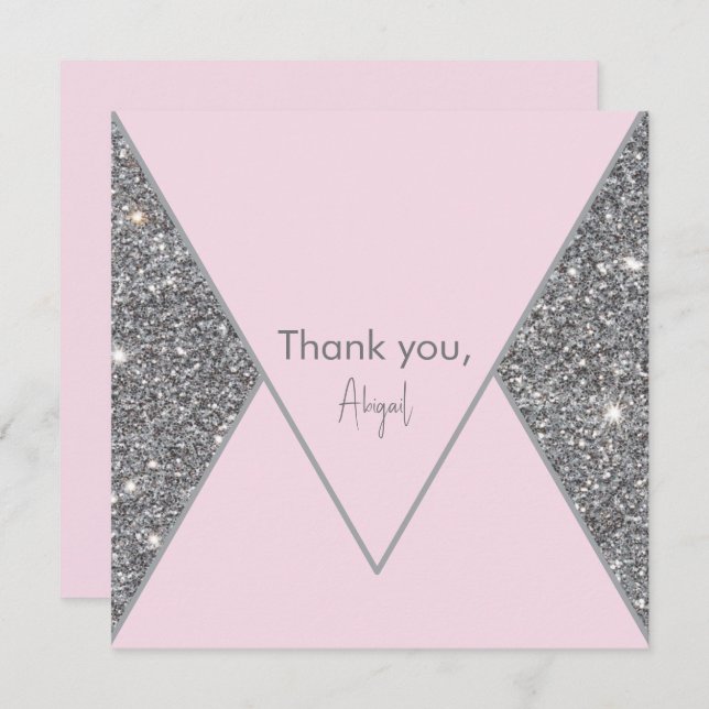 Chá de panela Glitter Silver e Obrigado Rosa (Frente/Verso)