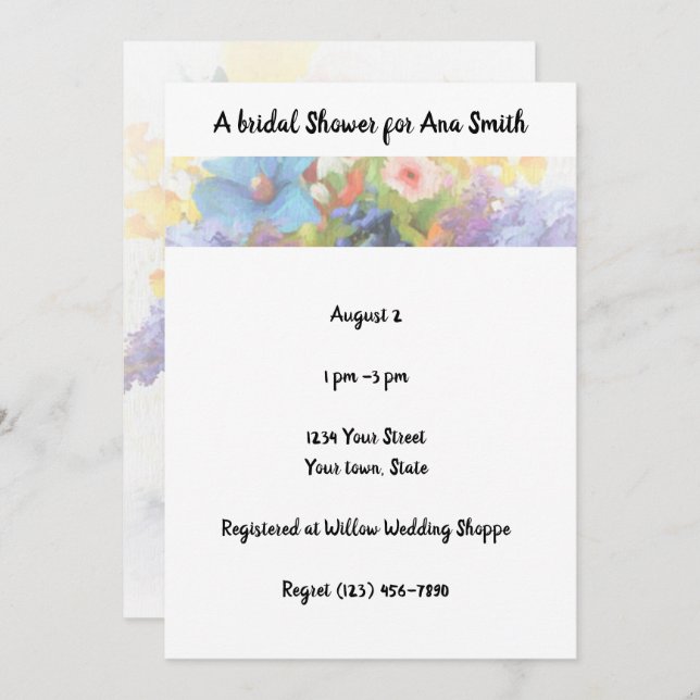 Chá de panela, Jardim, Flor, Convite (Frente/Verso)