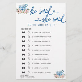 Chá de panela Jogo Que Ele Disse Que Disse Adivinh