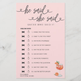 Chá de panela Jogo Que Ele Disse Que Disse Adivinh