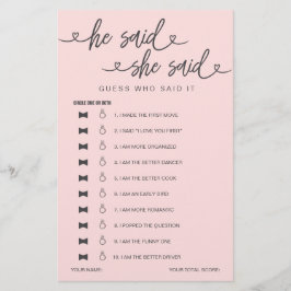 Chá de panela Jogo Que Ele Disse Que Disse Adivinh