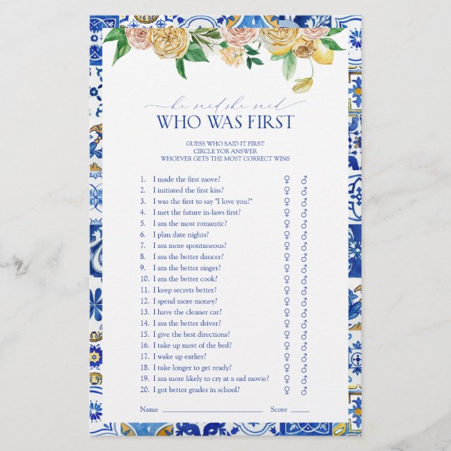 Chá de panela Mediterrâneo Que Foi O Primeiro Jogo (Frente)