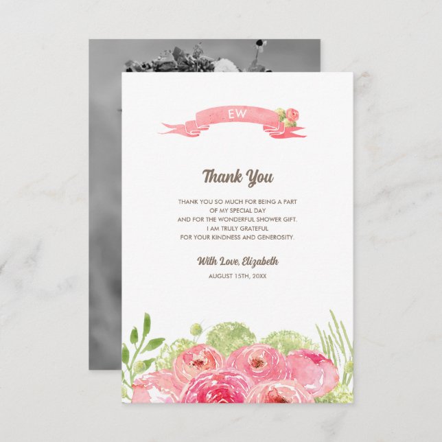 Chá de panela Obrigado Cartões com fotos Personali (Frente/Verso)