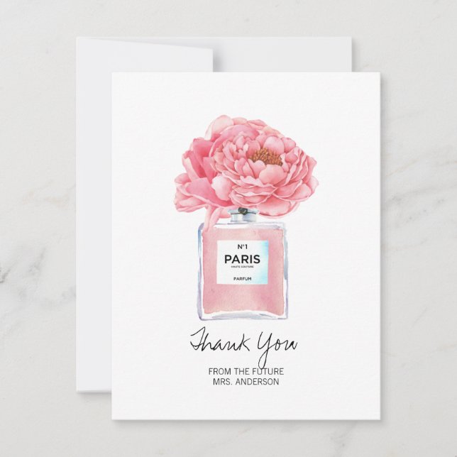Chá de panela Obrigado Pink Peony & Perfume Card (Frente)