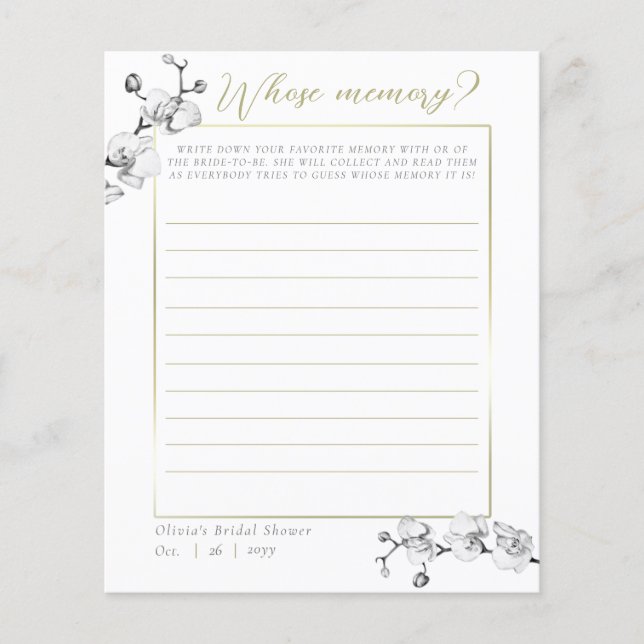 Chá de panela Orquídeo Elegante Cujo Jogo de Memór (Frente)