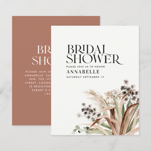 Chá de panela pampas eucalyptus terracotta moderno (Frente/Verso)