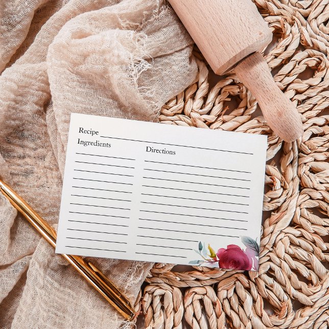 Chá de panela Receita Burgundy Marsala Floral (Criador carregado)