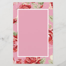 chá de panela rosa vermelha clássico floral impres