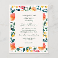 Chá de panela Rustic Orange Flowers Invite