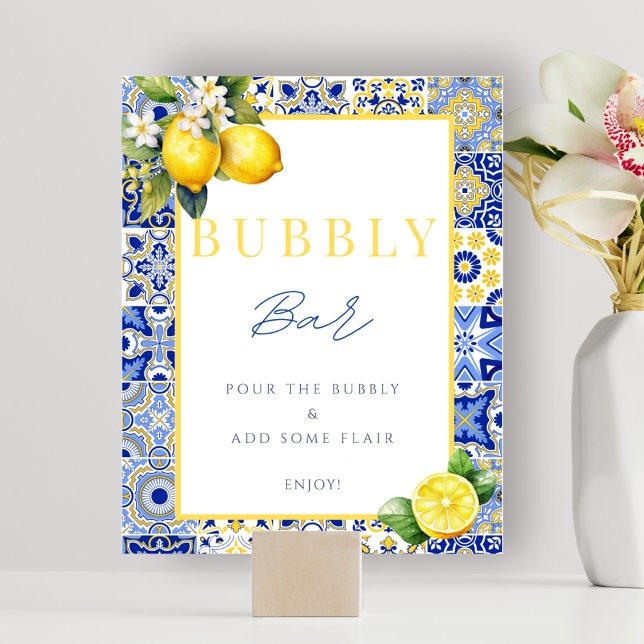 Chá de panela - Símbolo Bar Borracha do Poster (Italian Bridal Shower Bubbly Bar Sign Poster)