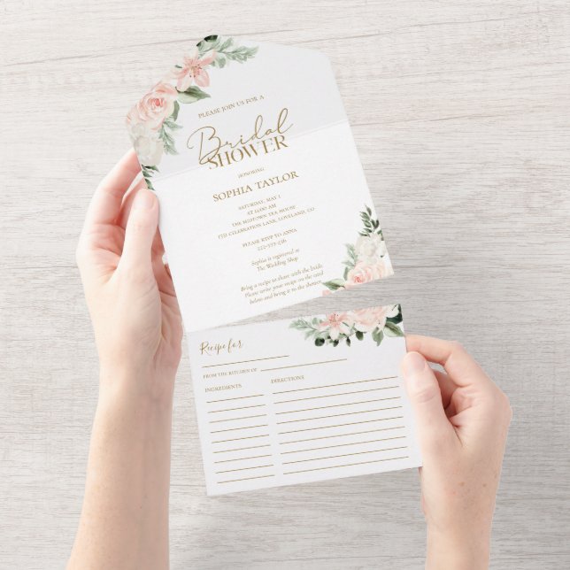 Chá de panela Verde Boho Floral Blush Pink Sage (Aba destacável)