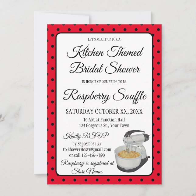 Chá de panela Vintage Bolinhas vermelho (Frente)