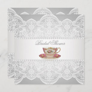Chá de panela Vintage Lace Convite de festas Tea