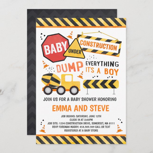 Chá do caminhão do convite do chá de fraldas da (Frente/Verso)