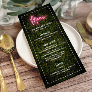 Chá do partido Neon Boxwood Greenery Menu de Casa