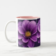 Chá e xícara de café com Impressão de Flor Roxo